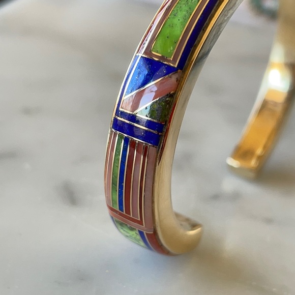 Vintage 14K Zuni Gold Multistone Walley Bracelet - Picture 5 of 16